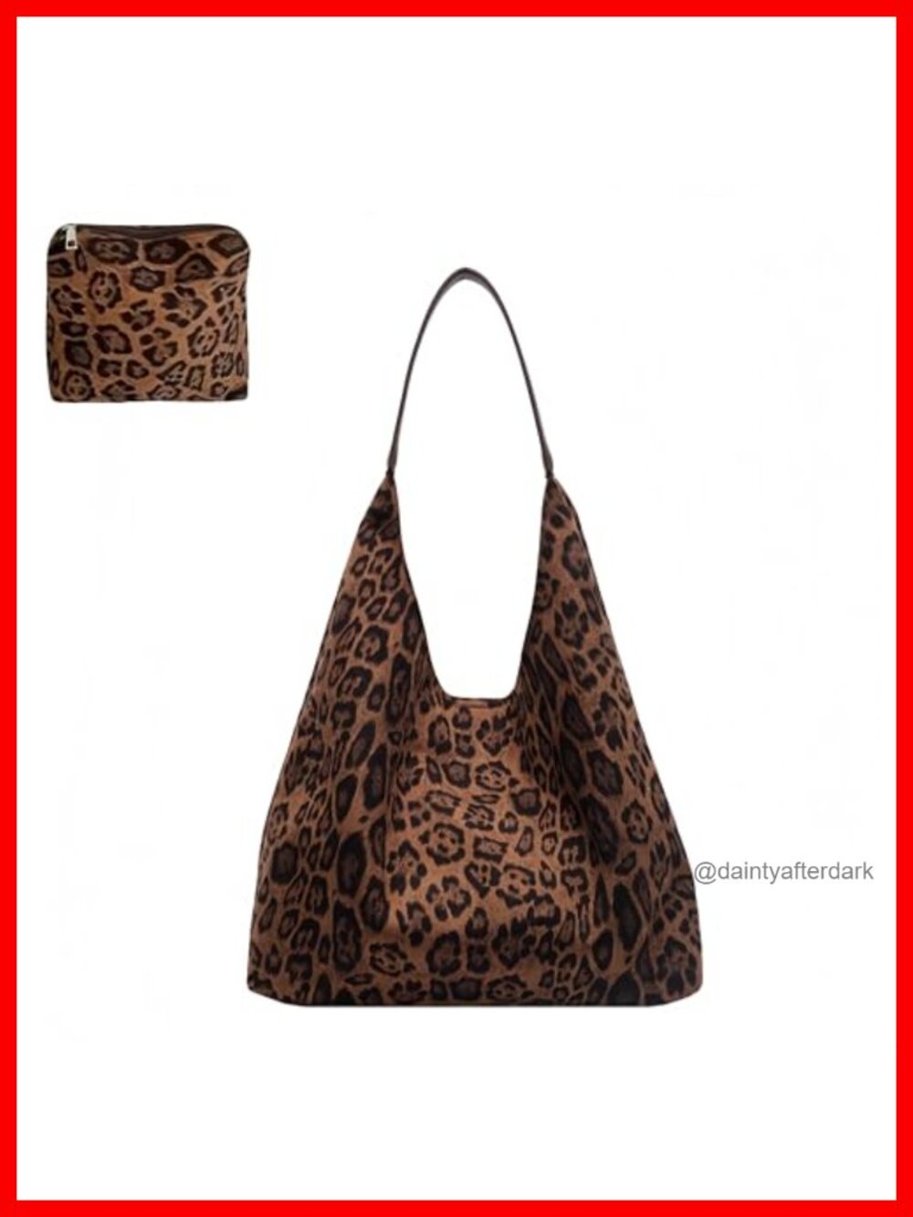 Faux Suede Leopard Print Tote Bag with Matching Purse Set